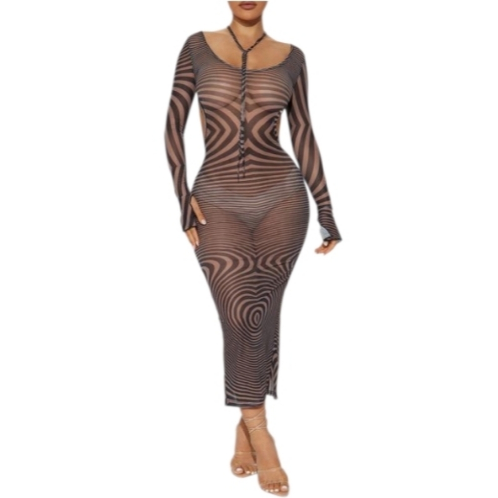 Fashion Nova Ava Mesh Maxi Dress